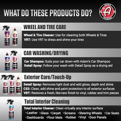 Adam's Essential Car Wash Kit (17-Item) - Auto Detailing Car Care Cleaning Kit with Foam Gun & Bucket Car & Truck Lovers, Dads, Moms and DIYers - style: Essential (17-Item)