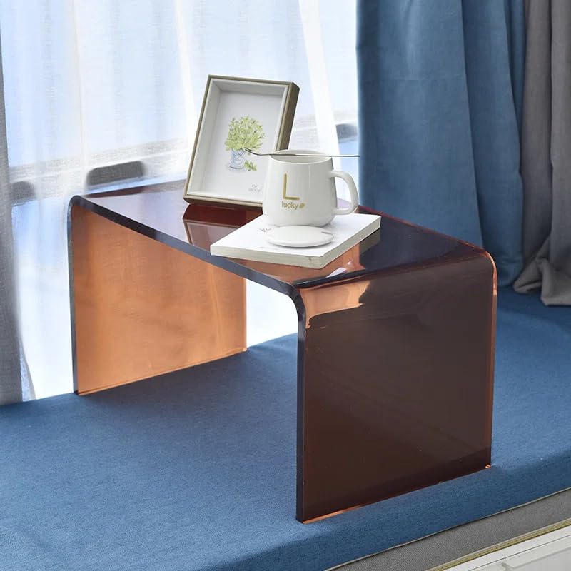 Acrylic End Table,C Shaped End Table, Acrylic Sofa Side Table, Bedside Table for Bedroom Small Simple Modern Coffee Table Suitable for Living Room (Brown)