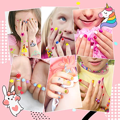 wakaniya Kids Nail Polish Set for Girls - 12 Candy Colors Safe Toddler Nail Kit with Nail Stickers, Water Based NonToxic Peel Off Quick Dry Nail Polish for Girls