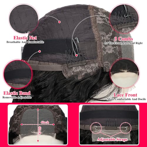 SOSATISFY Deep Wave Lace Front Wigs Human Hair 4x4 HD Transparent Lace Closure Wigs Glueless 180% Density Human Hair Wigs for Black Women Pre Plucked with Baby Hair (20 inch)