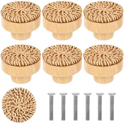 Rattan Knobs 20Pcs Vintage Rattan Handles - Furniture Cabinet/Dresser/Drawer Knobs for Cabinet