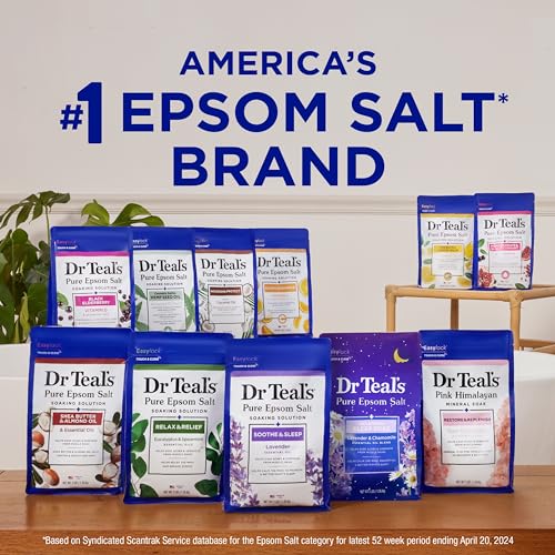 Dr Teal's Pure Epsom Salt Soak, Glow & Radiance with Vitamin C & Citrus Essential Oils, 3 lbs (Pack of 4)