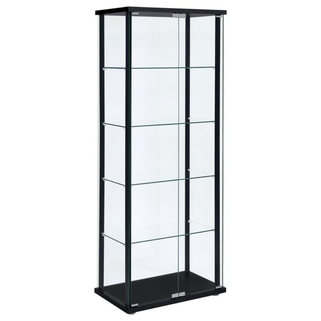 CARTESIAN Glass Display Case - Modern Curio Cabinets with Glass Doors & Five Shelves, 64.25'' Tall, Black Frame, Curio Display Cabinet for Collectibles, Living Room, Dining Room, or Office