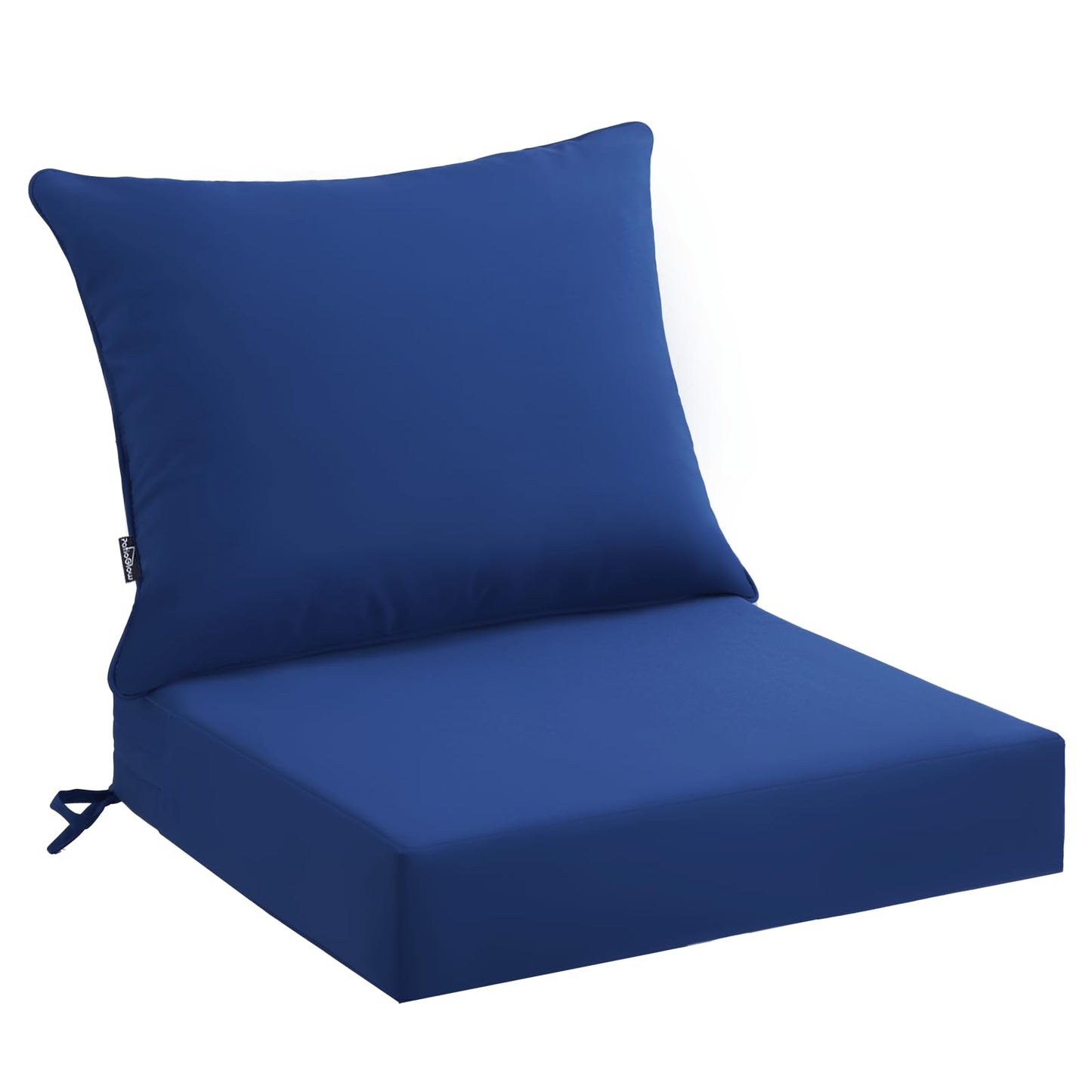 PatioGlow Outdoor Seat Cushion Set 24 x 24 x 4 Inch, Waterproof & Fade Resistant Patio Furniture Cushions with Removable Cover and Ties, Thick Deep Seating Pads for Outside Chair Sofa Couch, Blue