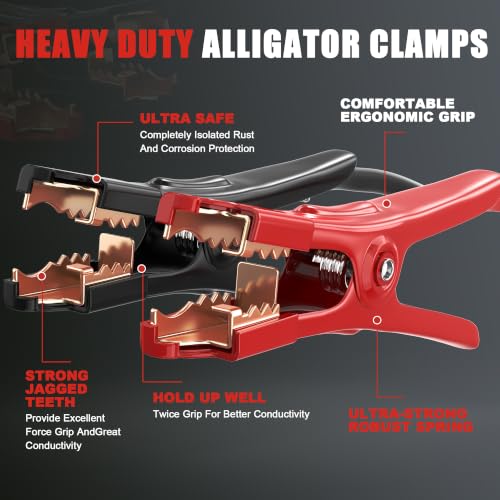 Jumper Cables,Heavy Duty 4 Gauge 20 Feet Battery Booster Cable for Car,Automotive Jumping Wires with Alligator Clamps,Carrying Bag,Safety Gloves and Iron Brush for Cars Trucks - size: 4 Gauge 20 feet (Standard)