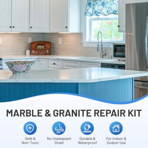 Marble and Granite Repair Kit,DLS Restoration Set,Quartz Granite Countertop Repair Kit for Chips, Dents, Cracks, Holes, Scratches, Rebuilds Missing Pieces for Multiple Surfaces