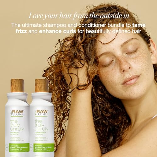 Raw Sugar Shampoo and Conditioner Set, The Truly Unruly Hair Care Duo, 18 Fl Oz (2 Products) Gently Cleanses, Nourishes and Defines Curls, A Smoothing Haircare Bundle