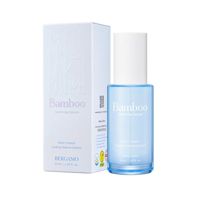 BERGAMO Bamboo Soothing Face Serum For Sensitive Skin - Hydrating Face Moisturizer, Lightweight Facial Serum, Vegan Skin Care, Hypoallergenic & Fragrance-Free, Korean Skin Care, 1.69fl.oz, 50ml