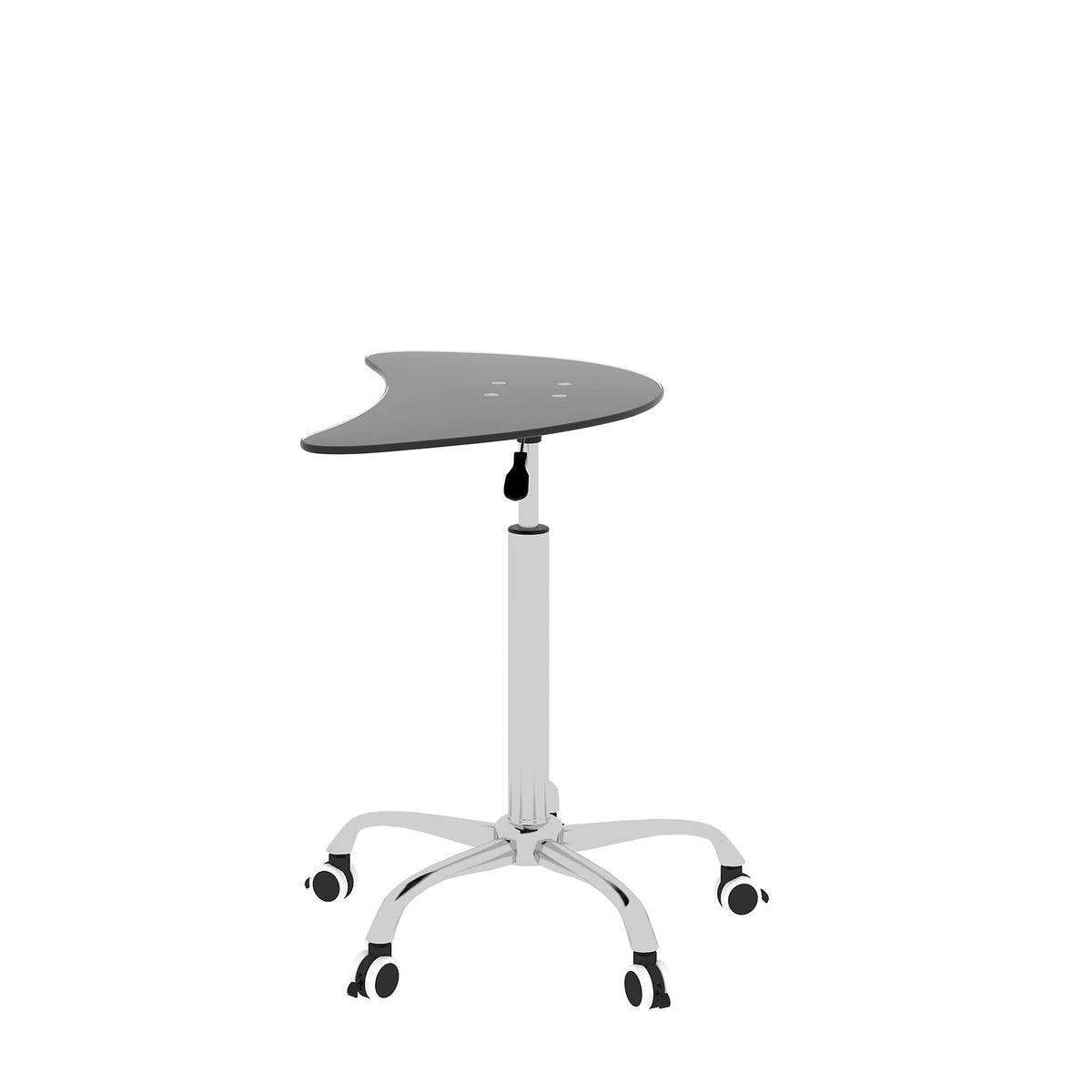Adjustable Height Tempered Glass Side Table, Rolling Small Desk with 5 Lockable Wheels.(Adjustable Range 24.2 "~32.7 ") (Black)
