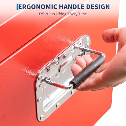Industrial Steel Truck Tool Box w/Gas-Shock Lid, Pry-Resistant Security & Weatherproofing Toolbox Organizer Chest Fits Pickup, Truck Bed, RV, Trailer - color: Red, size: 15X15X24 inch
