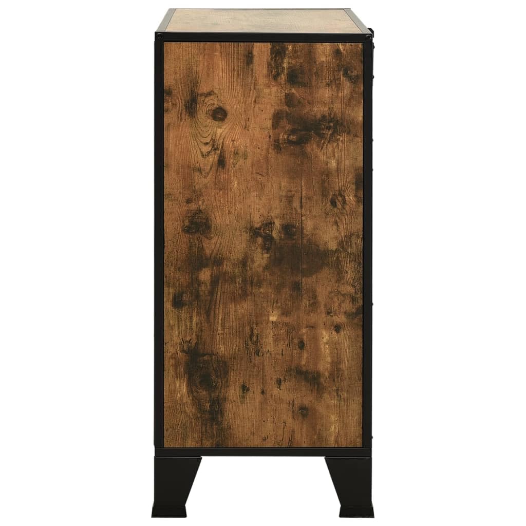 RJPLMFV Storage Cabinet Rustic Brown Metal and MDF Compact Cabinet
