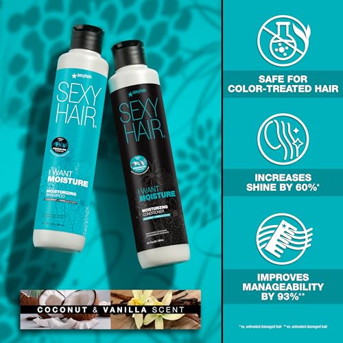 SEXYHAIR I WANT MOISTURE Shampoo/Conditioner, 10.1oz | Tames Frizz | Increases Shine by 60% | All Hair Types