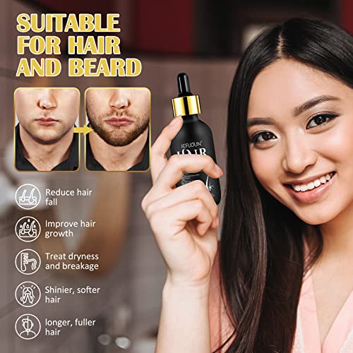 2PCS 5% Minoxidil Hair Growth Serum for Men & Women - Natural Hair Regrowth Oil, Nourishes Scalp & Moisturizes Hair - 4.04 oz