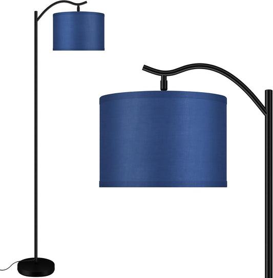 BoostArea Floor Lamp for Living Room,LED Arched Floor Lamp,Tall Modern Standing Lamp with Blue Linen Shade,E26 Socket, Footswitch,Montage Mid Century Floor Lamp for Bedrooms,Corner,Office