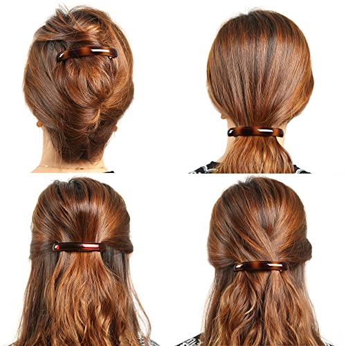 Stylish Tortoise Shell Hair Clip - Autoclasp Barrettes For Styling in an Updo, Bun, Ponytail - Strong Korea Made Accessory for Thick, Medium Volume Hair - Set of 3 Pieces, 3 Colors