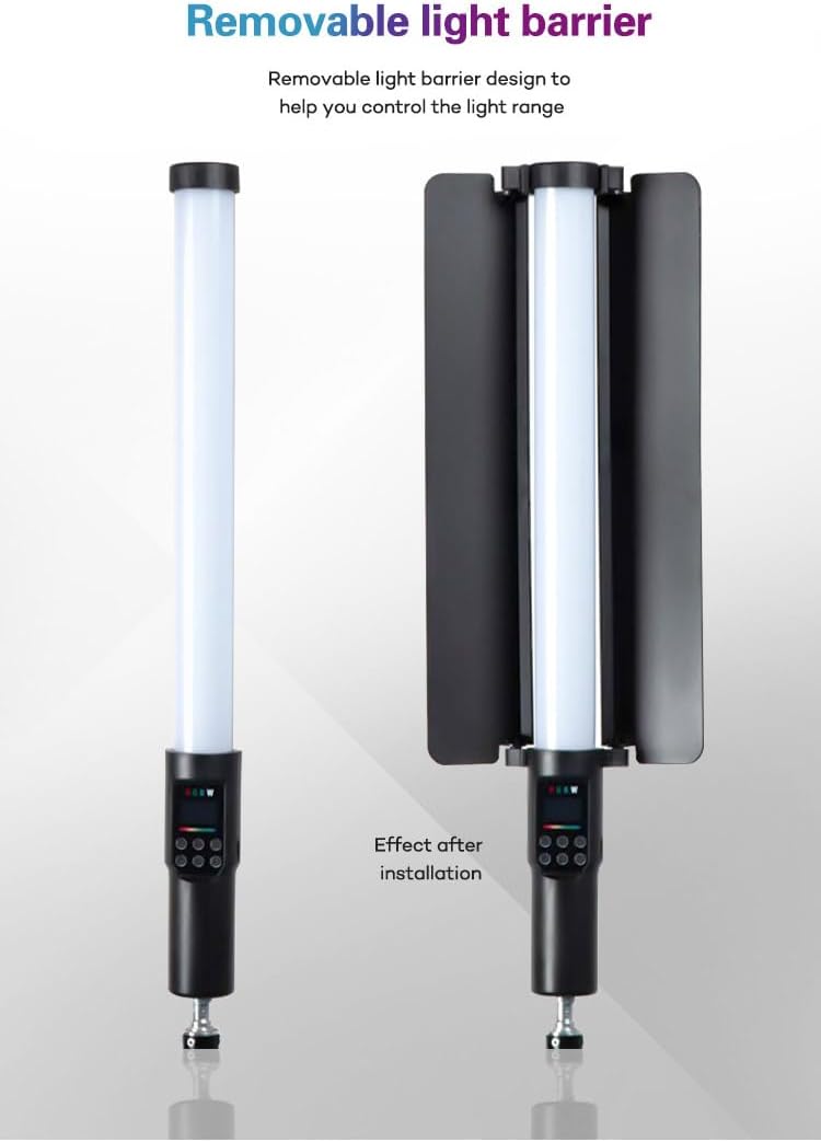 REFLEX CAMERA RGB Handheld Portable LED Light Stick - 3000K-6500K Adjustable Color Temp, Vibrant RGB Spectrum, Lightweight, Rechargeable, Ideal for Photography & Video, Easy Controls