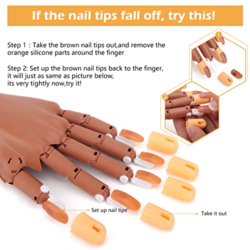 LIONVISON Practice Hand for Acrylic Nails, Flexible Nail Practice Hands Training Kits, Fake Manican Hands for Nails Practice, Movable Nail Maniquin Hand with 300PCS Nail Tips, File, Brush and Clipper