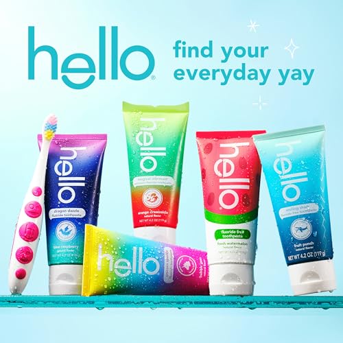 hello Smiling Shark Fluoride Free Kids Toothpaste, Natural Fruit Punch, 4.2 Oz Tube (Pack of 3)