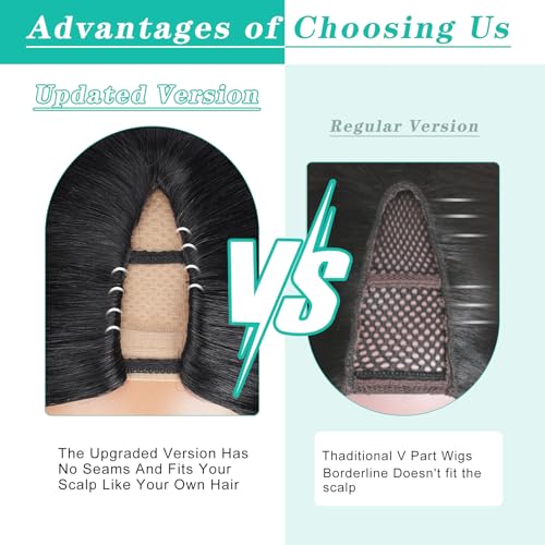 V Part Wig Human Hair Glueless No Leave Out Upgrade U Part Wigs Human Hair Jerry 18 Inch Kinky Curly Wigs For Women Full Head Clip In Half Wigs 180% Density Natural Color