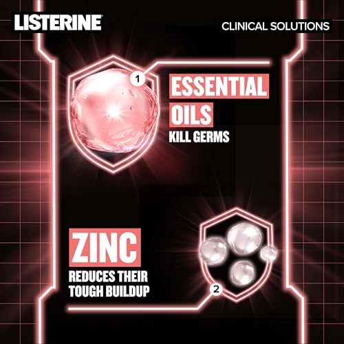 Listerine Clinical Solutions Gum Health Antiseptic Mouthwash, Antigingivitis & Antiplaque Oral Rinse Helps Prevent Buildup & Immediately Kills Germs for Healthier Gums, ICY Mint, 1 L