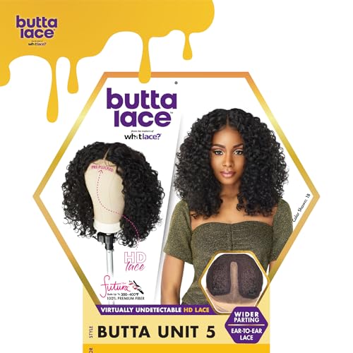 Sensationnel Butta Lace Wigs - Unit 5 Extra Wide 5 Inch Deep Parting Synthetic Preplucked Hairline Glueless Lacefront (1B OFFBLACK)