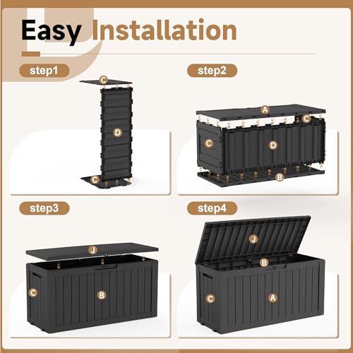121 Gal Waterproof Outdoor Storage Box Lockable Deck Box