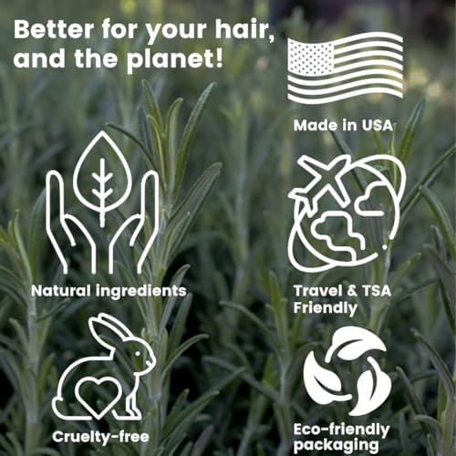 Pure Rosemary Natural Shampoo Bar - Volumizing, Strengthening, Thickening Solid Hair Growth Soap, Made in USA with Rice Protein, Caffeine, Castor Oil, and Ginger, Organic for Women, Men