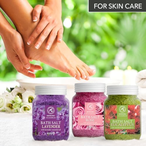 Rose Bath Salts 46 Oz - Natural Rosewood Oil & Rose Extract - Best for Relaxing - Good Sleep - Beauty - Bathing - Body Care - Wellness - Relax - Aromatherapy - Spa
