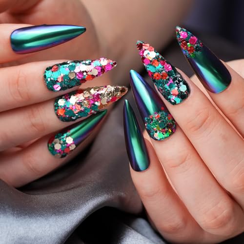 Pretty Diva Chameleon Chrome Nail Powder - Ombre Chameleon Powders Chrome Nail Pigment Mirror Finish, Color Shifting Chrome Nail Pigment with Multi-chrome Nail Powder - Fairy