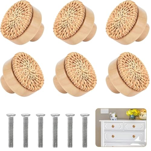 Rattan Knobs 20Pcs Vintage Rattan Handles - Furniture Cabinet/Dresser/Drawer Knobs for Cabinet