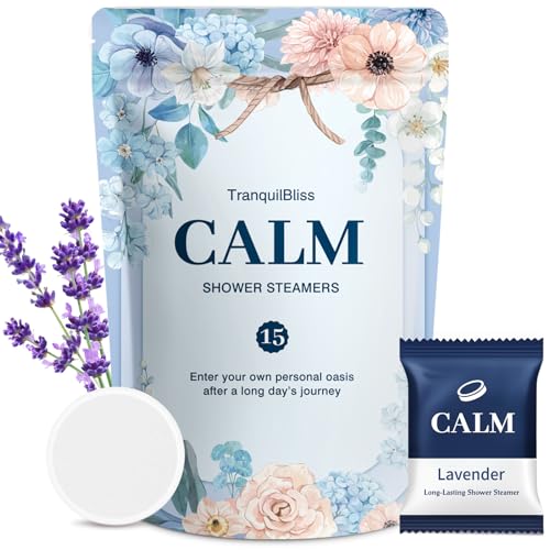 Shower Steamers-15 Pack Shower Bombs with Lavender Scent, Self-Care Presents for Women Who Have Everything, Relaxation Birthday Presents for Women, Valentines Day Presents for Her