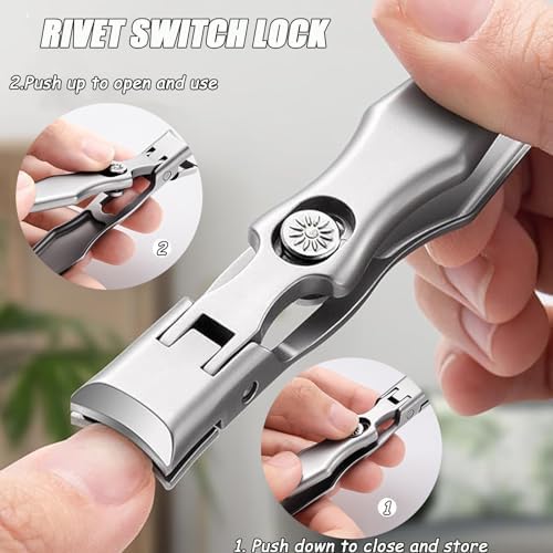 Portable Ultra Sharp Nail Clippers, Shirem Nail Clipper, Cumuul Toenail Clippers for Seniors Thick Toenails, Cumuul Nail Clipper, Ultra Sharp Nail Clippers, German Nail Clippers (SilverA+B)