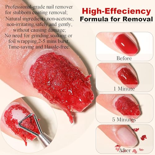 Gel Nail Polish Remover Kit – 2pcs (30ml) with Cuticle Pusher & Nail File – Fast & Gentle Gel Remover for Nails, No Soak or Foil Needed, Removes Gel Polish in 2-5 Minutes, Ideal for At-Home Manicure