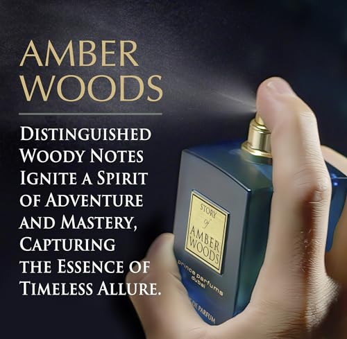 Prince Parfums Dubai - The Story of Amber Woods - 3.4 Ounces - Exquisite Men's Extrait de Parfum - Rich, Luxurious Scent of Amber, Cedar, Vetiver for the Modern Man - Depth, Warmth & Mastery