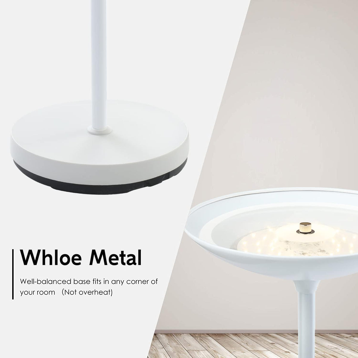 BoostArea LED Floor Lamp, 71''Torchiere Standing Lamp, White, Touch Switch
