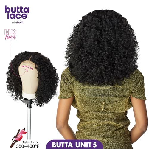 Sensationnel Butta Lace Wigs - Unit 5 Extra Wide 5 Inch Deep Parting Synthetic Preplucked Hairline Glueless Lacefront (1B OFFBLACK)