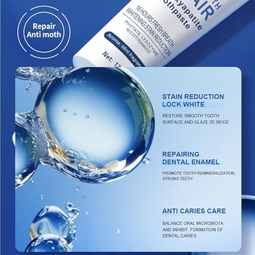 7.5% Hydroxyapatite Toothpastes for Enamel Protection & Tooth Strengthening, 7.5% Nano Hydroxyapatite Toothpaste White Tooth Repair, Fluoride-Free with Gentle Mint, Fresh Breath (3)