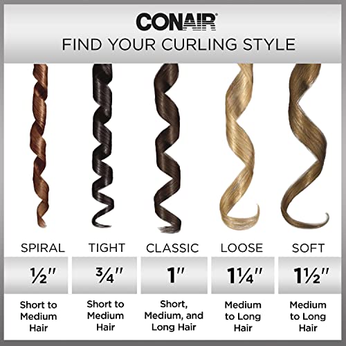 Conair OhSoKind For Fine Hair Curling Iron; 1-inch Curling Iron with Silicone Clip, 1-inch barrel produces classic curls – for use on short, medium, and long hair