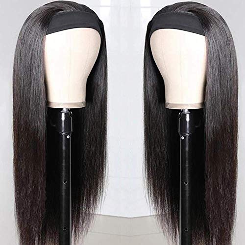 TNICE Headband Wig Human Hair Straight 18 Inch Headband Wigs for Black Women Glueless None Lace Front Human Hair Headband Wig Brazilian Virgin Hair Machine Made Wigs Natural Black 150% Density