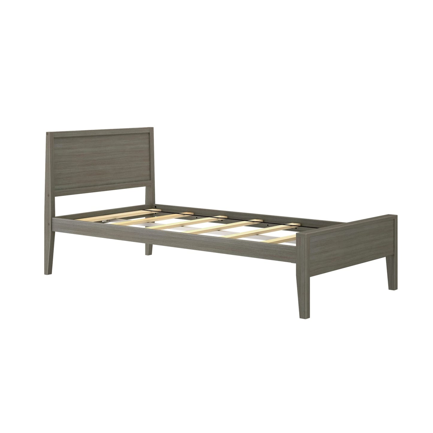 Max & Lily Twin Bed, Solid Wood Twin Bed Frame with Panel Headboard, Kids Twin Bed with Wood Slat Support, No Box Spring Needed, Clay