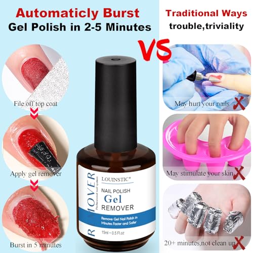 Gel Nail Polish Remover-1PC Professional Gel Remover Kit contains 2 Manicure Tools and 1 Nail File, No Need to Soak or Wrap, Easy & Quick to Remove Nail Polish at Home, Easy to Use