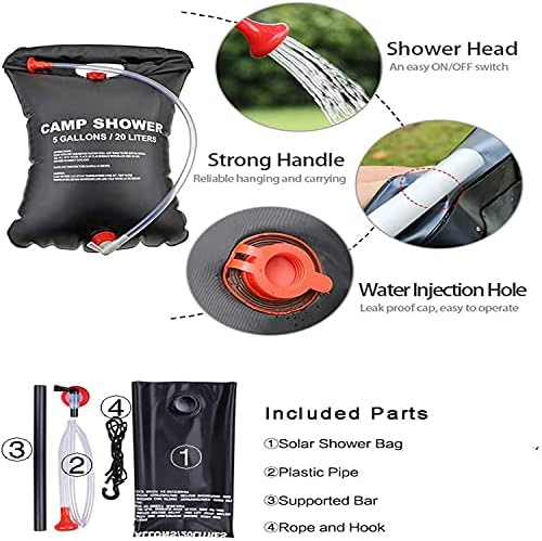 Pop-up Shower Tent & 20L Solar Shower Bag Combo - Waterproof Camping Privacy Shelter with Portable Heated Water Reservoir for Outdoor Bathing, Beach, Hiking (Green, 120x120x190cm)