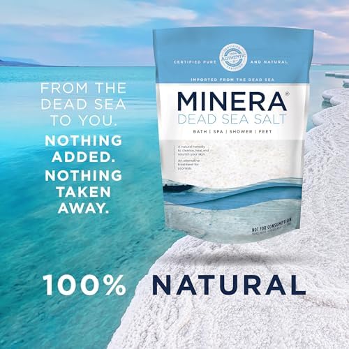 Minera Fine Grain Dead Sea Salt for Bath & Soaking – 19 lbs, Fast-Dissolving, 100% Pure & Natural, Unscented, Skin-Nourishing Bulk Sea Salt