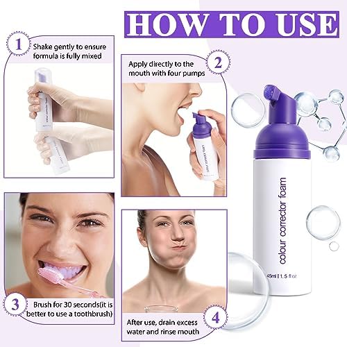 Purple Toothpaste for Teeth Whitening,Purple Teeth Whitening Kit,Tooth Stain Removal Colour Corrector,2PC