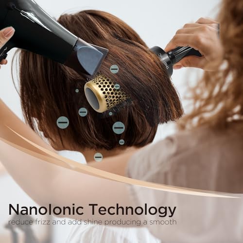 Round Brush for Blow Drying,Ceramic Barrel & Antistatic Bristles, Salon Blowout Hair Styling for Wet or Dry (Includes 4 Clips)