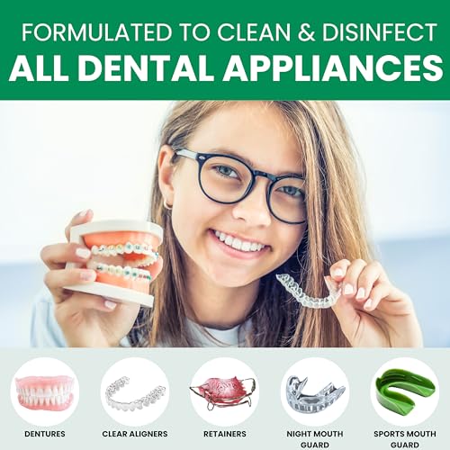 Pro Tech Retainer Cleaner - 180-220 Cleanings (0.17 Per Cleaning) 22 Pack/6 Month Supply - For Clear Aligners, Dentures, Retainers, Mouth Guards & Night Guards - Cleaning Crystals, Mint