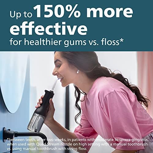 Philips Sonicare Cordless Power Flosser 3000, Water Flosser with Innovative Quad Stream Technology, Oral Irrigator with 2 Flossing Modes and 3 Intensity Levels, Ergonomic Design, Black, HX3826/23
