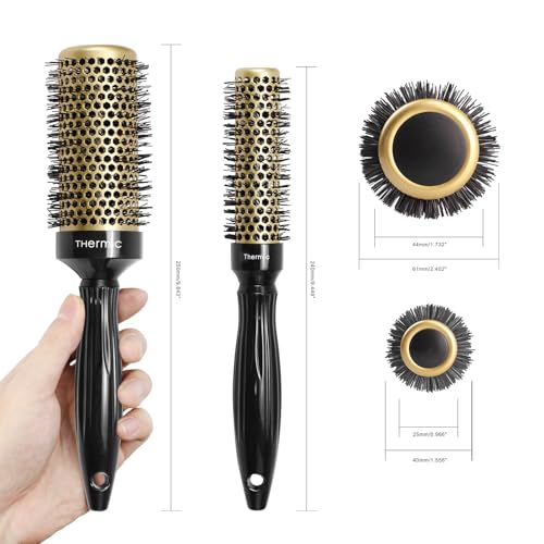 Round Brush for Blow Drying,Ceramic Barrel & Antistatic Bristles, Salon Blowout Hair Styling for Wet or Dry (Includes 4 Clips)