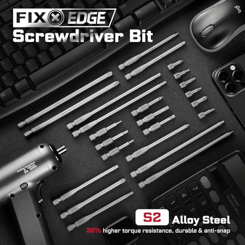 Geinxurn 101Pieces Fixedge Screwdriver Bit Set, 1Inch Magnetic S2 Alloy Steel Phillips/Slotted/Square/Torx/Hex/Security Torx Insert Power Bits Tips with Impact Bit Holder and Portable Storage Cases - style: FXMX025-101