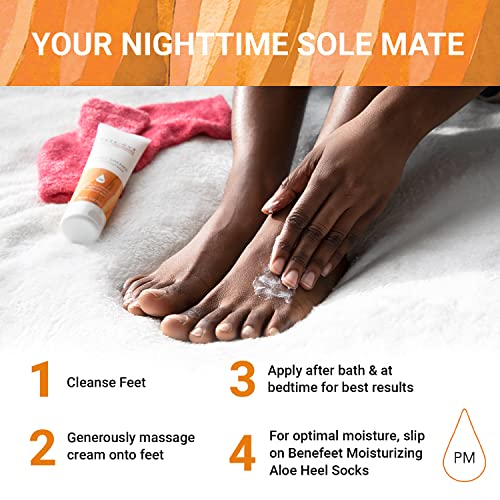 Benefeet Sweet Dreams Overnight Foot Repair - Night Cream for Detox, Moisturize & Soften Dry Cracked Skin, With Apple Cider Vinegar, Turmeric & Borage Oil, 4oz